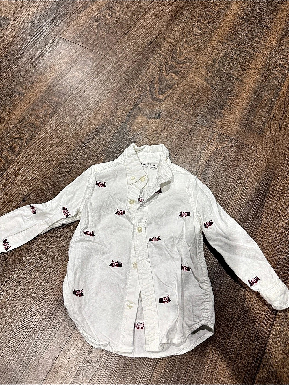 Janie and Jack Boys Christmas train Print Button Down Shirt Size 2T